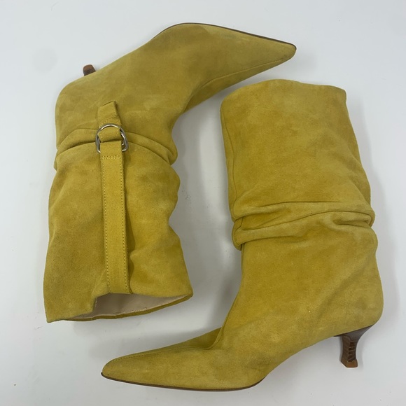 yellow kitten heel boots